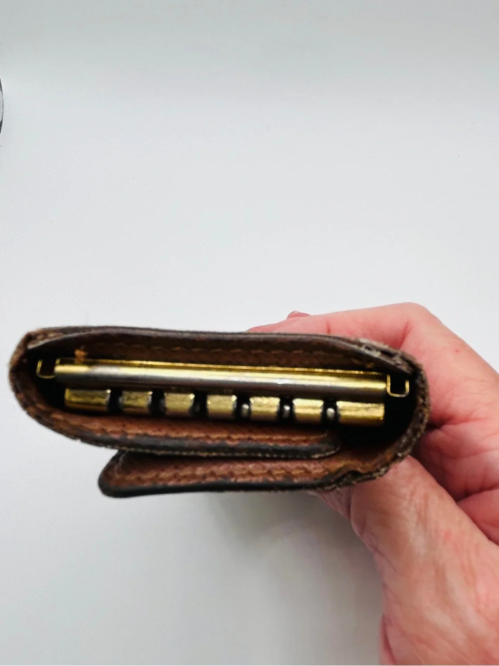 Louis Vuitton Monogram Key Pouch in Dark Brown with Gold Snap good condition